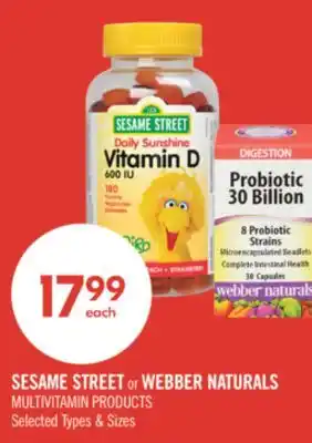 Shoppers Drug Mart SESAME STREET or WEBBER NATURALS Multivitamin products offer