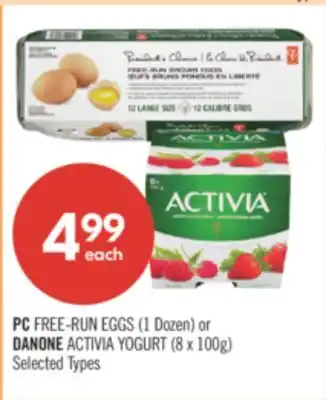 Shoppers Drug Mart PC FREE-RUN EGGS (1 Dozen) or DANONE ACTIVIA YOGURT (8 x 100g) offer