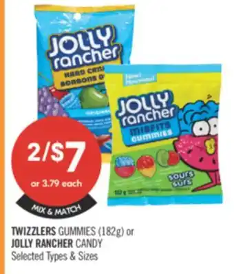 Shoppers Drug Mart TWIZZLERS GUMMIES (182g) or JOLLY RANCHER CANDY offer