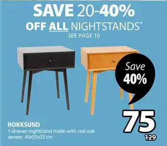 JYSK HOKKSUND nightstand offer