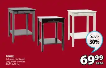 JYSK POOLE 1-drawer nightstand offer