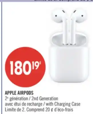 Pharmaprix APPLE AIRPODS 2nd Generation with Charging Case offer