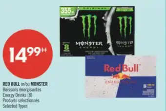 Pharmaprix RED BULL or MONSTER Energy Drinks (8) offer