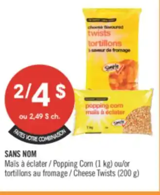 Pharmaprix NO NAME Popping Corn (1 kg) or Cheese Twists (200 g) offer