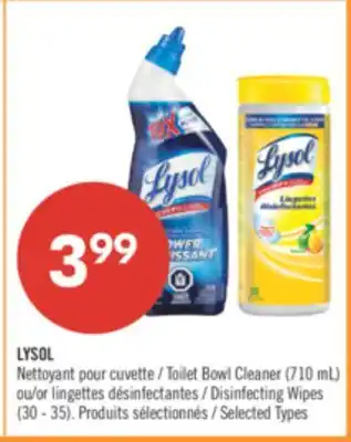 Pharmaprix LYSOL Toilet Bowl Cleaner (710 mL) or Disinfecting Wipes (30 - 35) offer