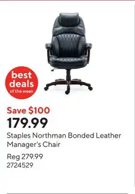 Staples Staples Northman Bonded Leather Manager's Chair offer