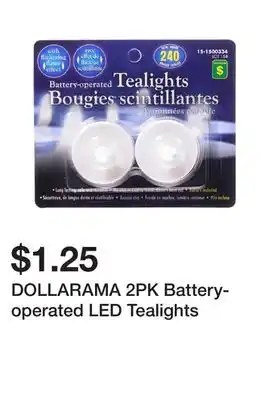 Dollarama DOLLARAMA 2PK Battery-operated LED Tealights offer