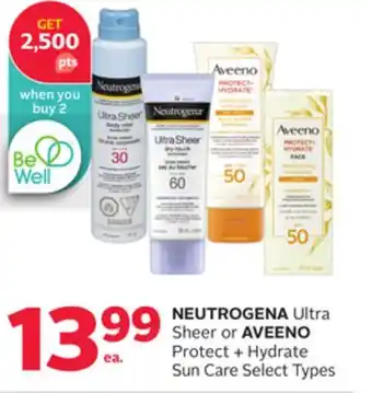 Rexall NEUTROGENA Ultra Sheer or AVEENO Protect + Hydrate Sun Care offer