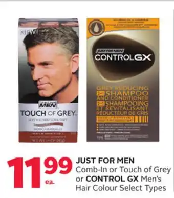 Rexall JUST FOR MEN Comb-In or Touch of Grey or CONTROL GX Men's Hair Colour offer