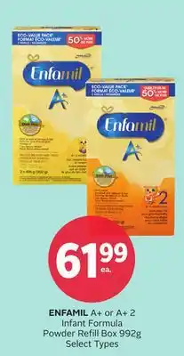 Rexall ENFAMIL A + or A + 2 Infant Formula Powder Refill Box 992g offer