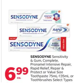 Rexall SENSODYNE Sensitivity & Gum, Complete, Pronamel Intensive Repair, Rapid Relief, Repair & Protect or Value Size Toothpaste 75m offer