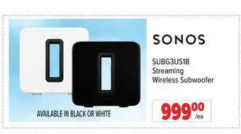 2001 Audio Video SONOS SUBG3US1B Streaming Wireless Subwoofer offer