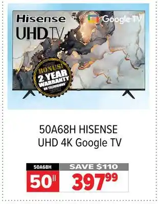 2001 Audio Video Hisense 50 UHD 4K Google TV offer