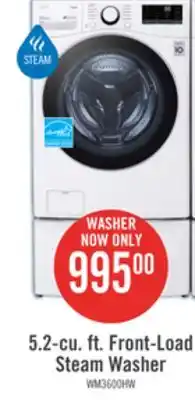 The Brick LG 5.2 Cu. Ft. Front-Load Washer with AI and Wi-Fi - WM3600HWA offer