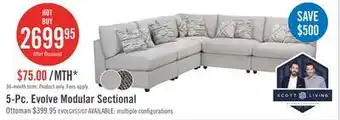 The Brick Evolve Linen-Look Fabric 5-Piece Modular Sectional with 4 Armless Chairs - Light Grey offer