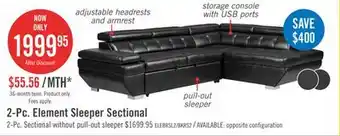 The Brick Element Right-Facing Leath-Aire Sleeper Sectional - Black offer
