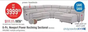 The Brick Newport 6-Piece Faux Suede Right-Facing Power Reclining Sectional - Grey offer