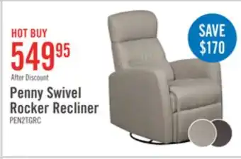 The Brick Penny Linen-Look Fabric Swivel Rocker Recliner - Taupe offer