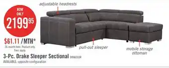 The Brick Drake 3-Piece Faux Suede Right-Facing Sleeper Sectional - Cement offer