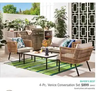 The Brick Venice 4-Piece Outdoor Patio Conversation Set with Loveseat, 2 Chairs and Ceramic Top Coffee Table - Hand-Woven Resin Wicker, offer
