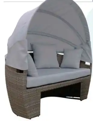 The Brick Capri 2-Piece Canopy Outdoor Patio Conversation Set with Canopy Daybed, Semi-Circle Ottoman & 4 Throw Pillows - Hand-Woven Re offer