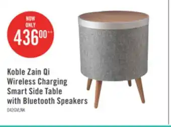 The Brick Koble Zain Qi Wireless Charging Smart Side Table with Bluetooth Speakers - Walnut/Grey/Silver offer