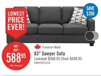 The Brick Sawyer Linen-Look Fabric Sofa - Charcoal Grey offer