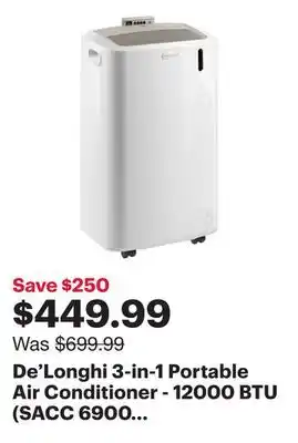 Best Buy De'Longhi 3-in-1 Portable Air Conditioner - 12000 BTU (SACC 6900 BTU) - White offer