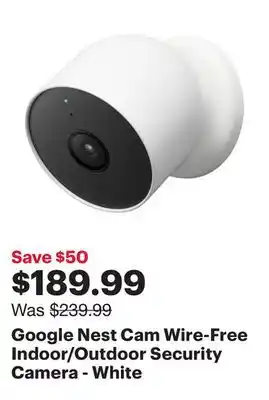 Best Buy Google Nest Cam Wire-Free Indoor/Outdoor Security Camera - White offer
