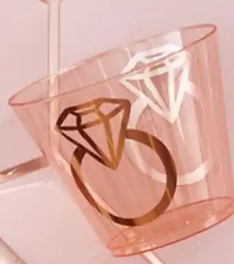 Party City Plastic Reusable Tumbler Cups, Rose Gold, Diamond Ring, 9-oz, 30-pk, for Bridal Shower/Bachelorette/Engagement Party offer
