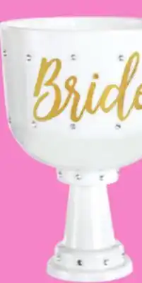 Party City Bride Plastic Reusable Goblet Cup, White, 26-oz, for Bachelorette/Bridal Shower/Engagement/Wedding offer
