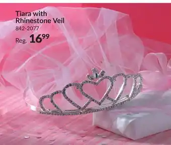 Party City Rhinestone Heart Crown Tiara with Long Tulle Veil, White/Silver, One Size, Wearable Accessory for Wedding Shower/Bachelorette offer