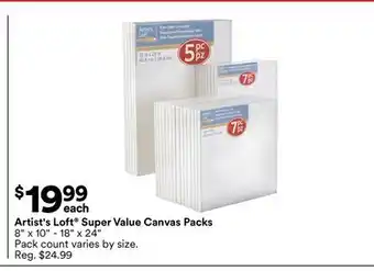 Michaels Artist's Loft Super Value Canvas Packs offer