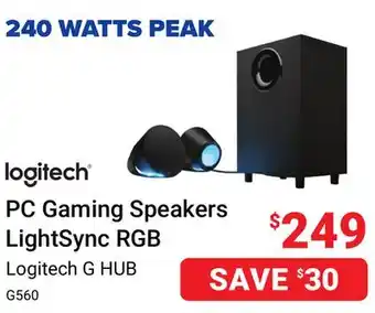 Visions Electronics Logitech PC Gaming Speakers LightSync RGB offer