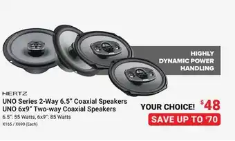 Visions Electronics Hertz UNO Series 2-Way 6.5 Coaxial Speakers UNO 6x9 Two-way Coaxial Speakers offer