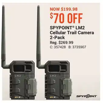 Bass Pro SPYPOINT LM2 Cellular Trail Camera 2-Pack offer