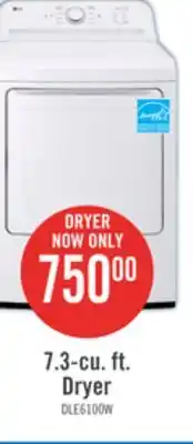 The Brick LG 7.3 Cu. Ft. Ultra Large Capacity Electric Dryer with Sensor Dry - DLE6100W offer