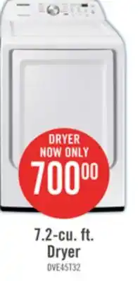 The Brick Samsung 7.2 Cu. Ft. Electric Dryer with Sensor Dry - DVE45T3200W/AC offer