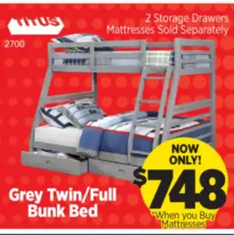 Surplus Furniture Grey Twin/Full Bunk Bed offer