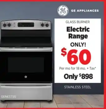 Surplus Furniture GE Stainless Steel 30 Electric Range with Glass Burners offer