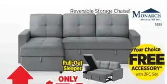 Surplus Furniture Stone Grey Storage Sleeper Sectional offer