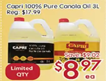 Sunny Food Mart Capri 100% pure Canola Oil 3L offer