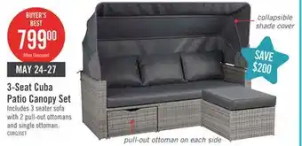 The Brick Cuba Canopy Outdoor Patio Conversation Set with Canopy Sofa, Ottoman & 2 Self-Storing Ottomans - Hand-Woven Resin Wicker, UV offer