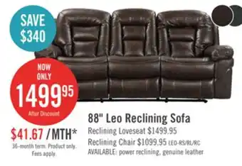 The Brick Leo Leath-Aire Fabric Reclining Sofa - Walnut offer