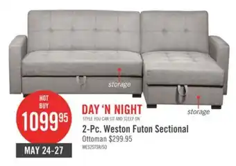 The Brick Weston 2-Piece Linen-Look Fabric Right-Facing Futon Sectional - Steel offer