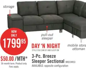 The Brick Breeze 3-Piece Right-Facing Linen-Look Fabric Sleeper Sectional - Charcoal offer