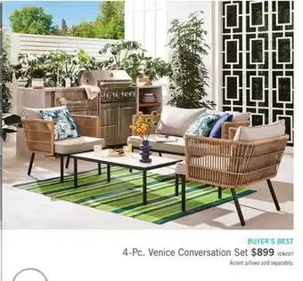 The Brick Venice 4-Piece Outdoor Patio Conversation Set with Loveseat, 2 Chairs and Ceramic Top Coffee Table - Hand-Woven Resin Wicker, offer