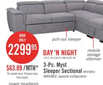 The Brick Myst 3-Piece Right-Facing Linen-Look Fabric Sleeper Sectional - Ash offer