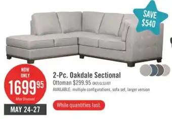 The Brick Oakdale 2-Piece Linen-Look Fabric Left-Facing Sectional - Light Grey offer