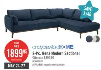 The Brick Gena 2-Piece Linen-Look Fabric Right-Facing Sectional - Midnight offer